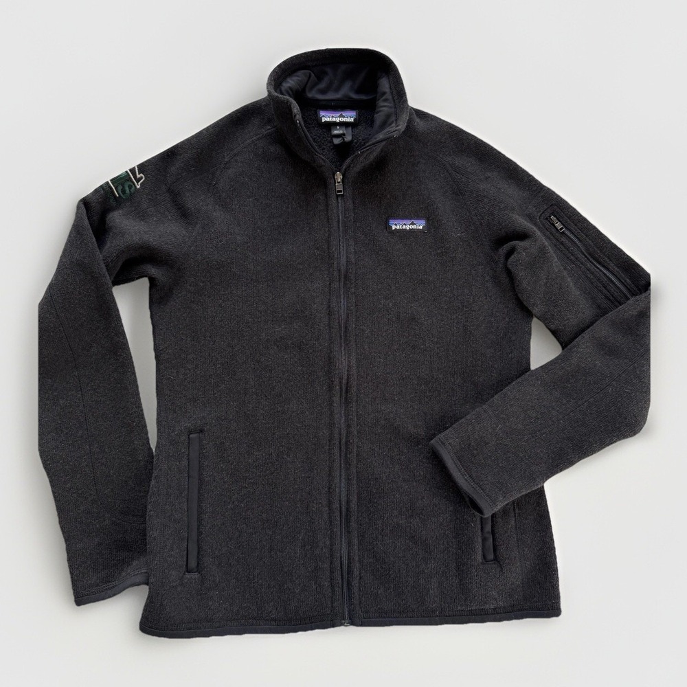 Patagonia Better Sweater Fleece Full Zip Jacket Womens Small Black $159 Co. Logo